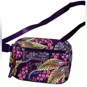 Vera Bradley Floral Purple Paisley Fanny Pack Feather Weight Belt Bag Travel
